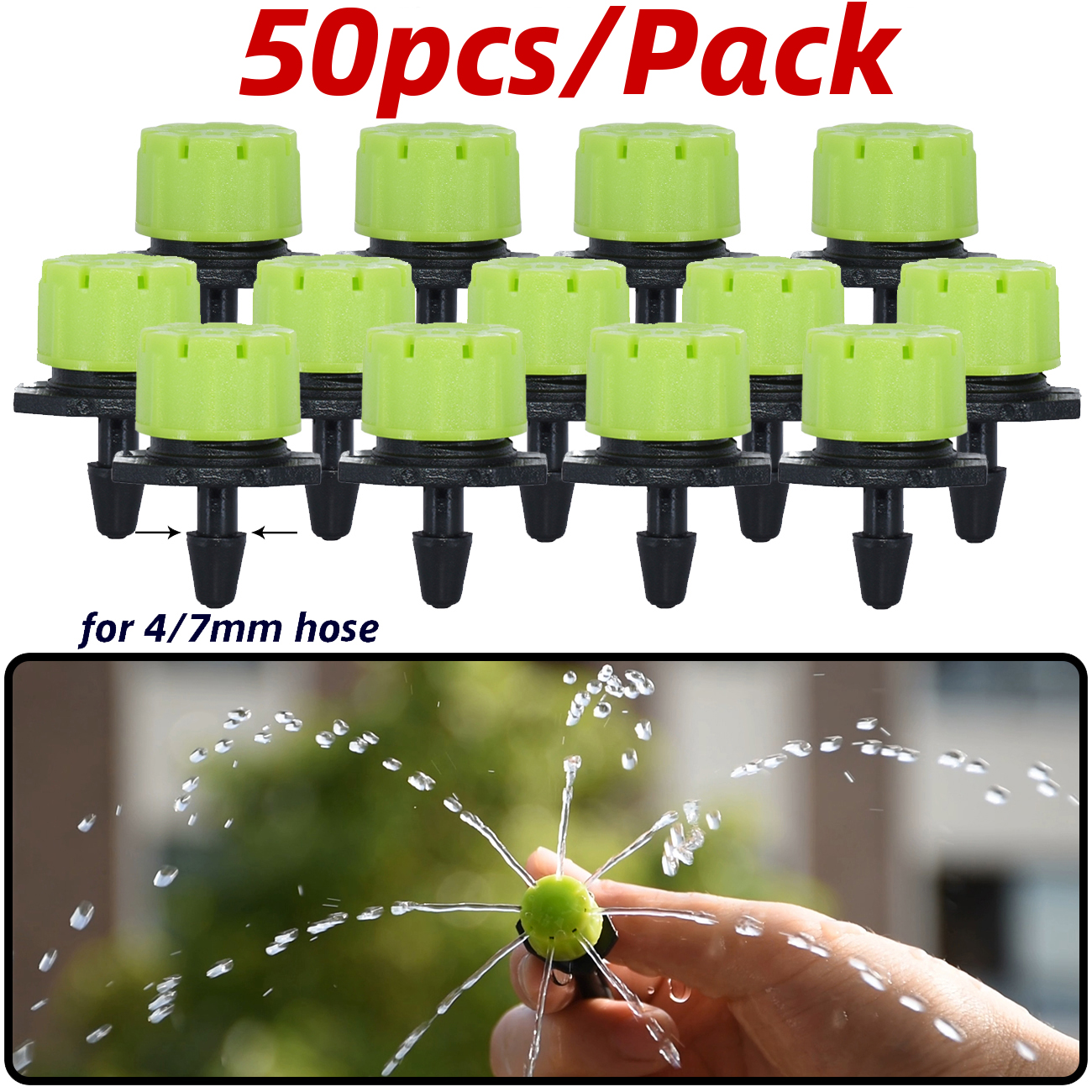 30-800PCS Garden 4/7mm Adjustable Dripper Greenhouse Sprinkler Micro Drip Irrigation Watering Anti-Clogging Emitter 1/4inch Hose: Orange