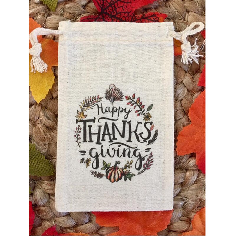 Thanksgiving Favor Bag 10pcs personalize thank you bag treat bags birthday welcome muslin bag hen party bag bridal bag
