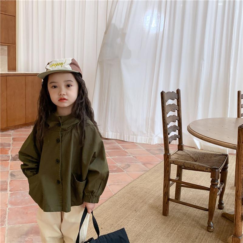 Moda primavera autunno giappone neonata ragazzo manica lunga cappotto giacche per bambini bambini abiti Casual abiti soprabito generale cappotto a vento: Army Green / 6T-7T Fit 120-130cm