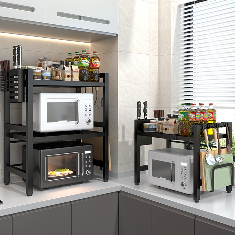 Support de rangement de cuisine, support d'assaisonnement, support de stockage de micro-ondes, four multicouche, minimalisme moderne, organisateur d'accessoires de cuisine permettant de gagner de l'espace