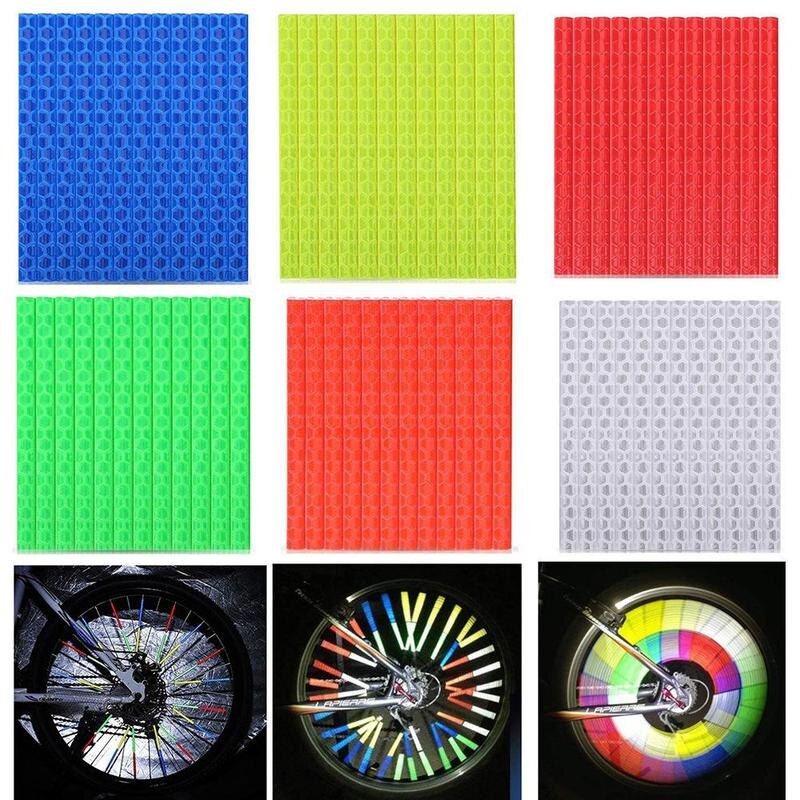 12 stk sykkel fargerik reflekterende eikerring utendørs stripe farge ridewire hjul varselrør eiker kantlist kort cli  u7 e 6