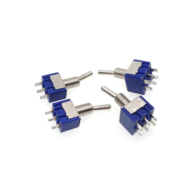 5PCS/LOT Miniature Toggle Switch Single Pole Double Throw ON-OFF-ON ON-ON 125VAC 6A 1/4 Inch Mounting MTS-102 103 202 203 MTS102
