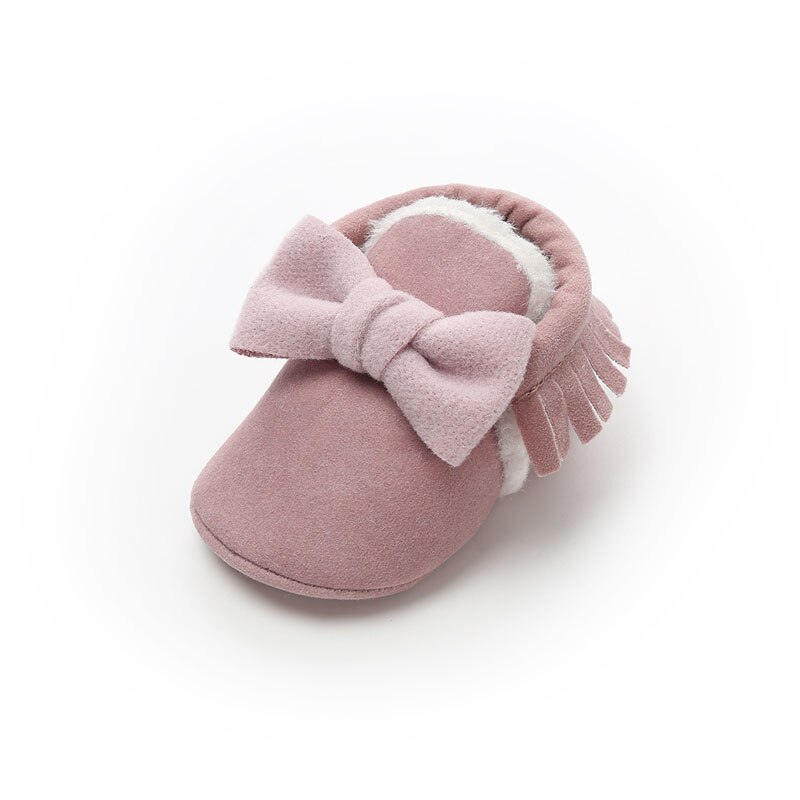 Wonbo söt rosett baby flickor vinter tossor spädbarn småbarn skor baby mockasiner första walkers: Modell 1 / 5