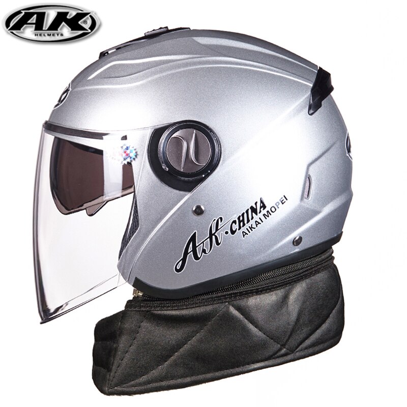 AK vier jahreszeiten elektrische auto halb-abgedeckt helme männer &amp; frauen doppel objektiv herbst winter motorrad helm: 4 / M