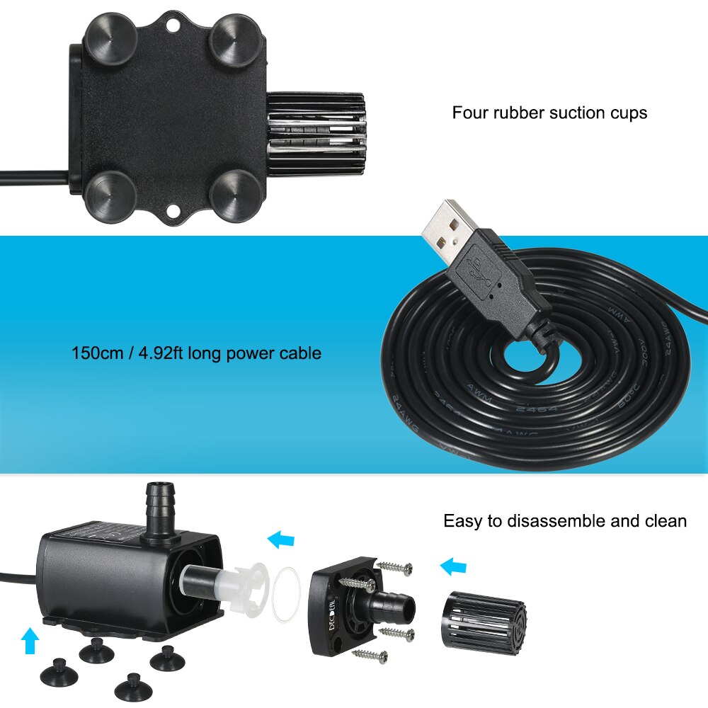 Ultra-Stille Borstelloze Waterpomp Usb DC5V 4.8 W/2.4 W Waterdichte Dompelpompen Mini Aquarium Pomp Vijver fontein Wave Maker