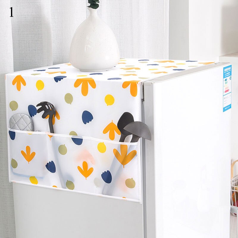 Reusable Washing Machine Cover Floral Printed Dust Cover Multipurpose Refrigerator Pocket Organizer Home Textile Dust Cloth: 1