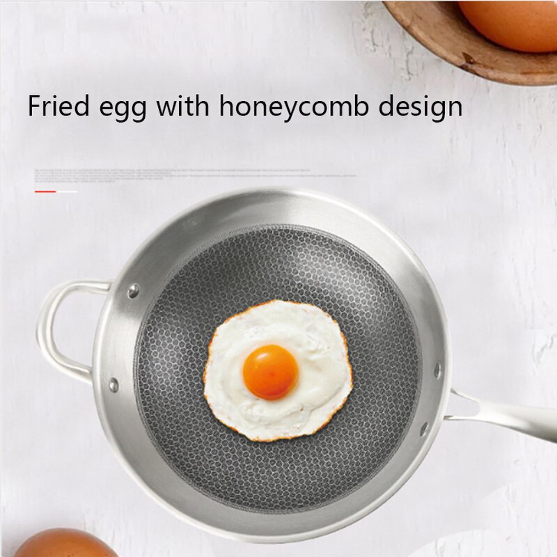 He-Double Honeycomb Double Coating Non Stick Stainless Steel Wok with Cover