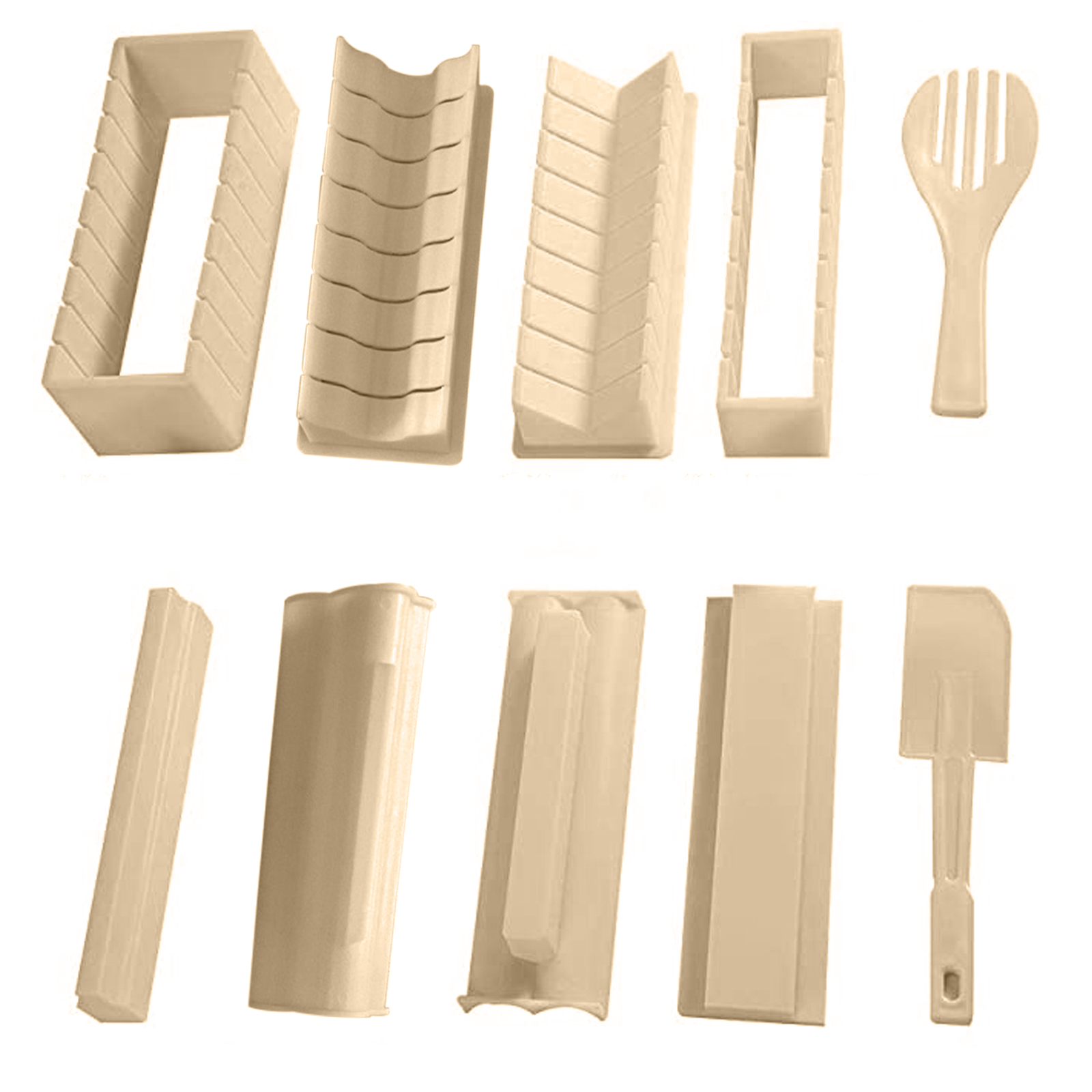 10pcs/set DIY Sushi Making Kit Roll Sushi Maker Rice Roll Mold Kitchen Sushi Tools Japanese Sushi Cooking Tools Kitchen Tools: White