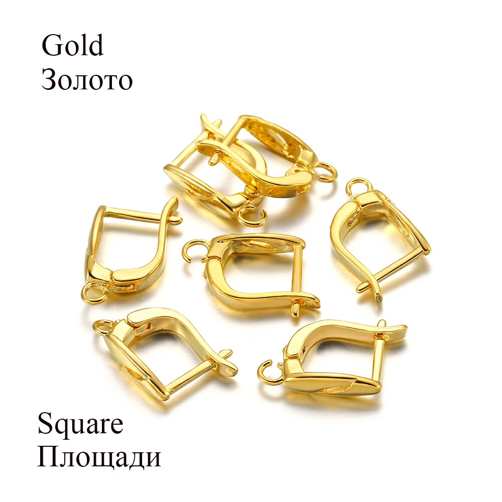 6-12Pcs/lot Brass French Earrings Hooks Clips Lever Back Open Loop Clasps For Diy Jewelry Making Findings Supplies Accessories: M / Gold