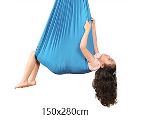 Kids adult Cotton Outdoor Indoor Swing Hammock for Cuddle Up To Sensory Child Therapy Soft Elastic Parcel Steady Seat Swing: blue 150