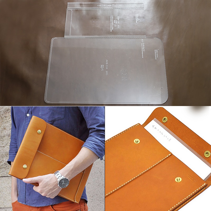 DIY Handmade Personality Men Document Envelope Packaging Kraft Paper and Acrylic Template Handmade Leather Craft Bag