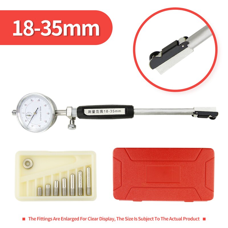 2&quot;-6&quot; Inch Dial Bore Gauge Bore Dial Indicator Inner Diameter Gauge Measuring Rod Deep Hole Measuring Tools Probe Measuring Tool: 18-35mm Red Dial