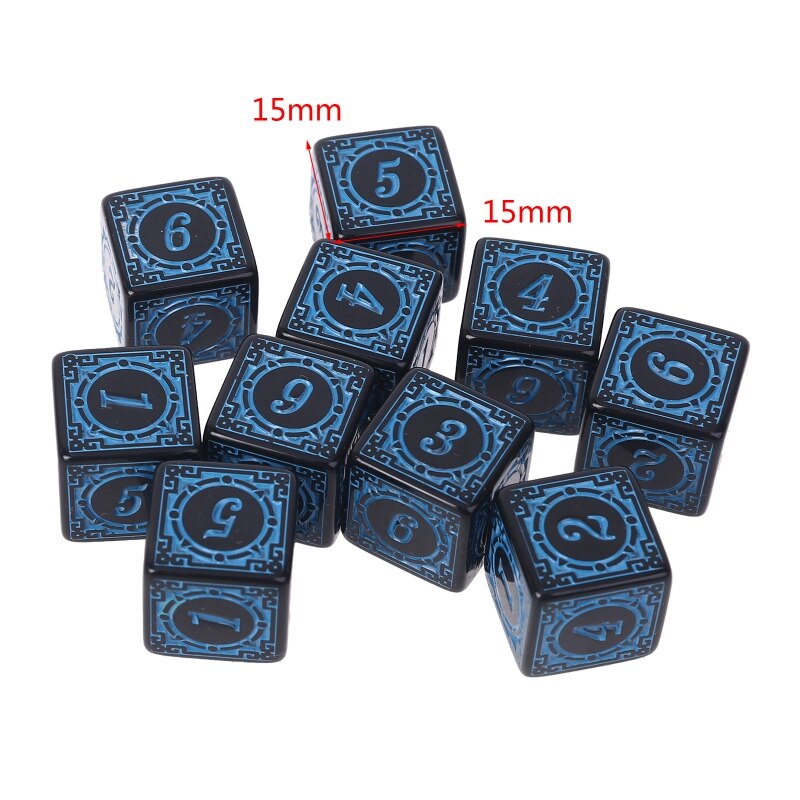 10Pcs D6 Polyhedral Dice Square Edged Numbers 6 Sided Dices Beads Table Board