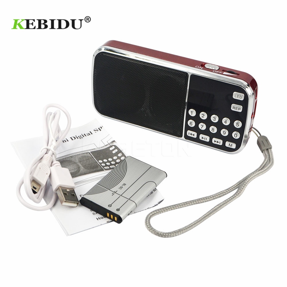 Kebidu Draagbare L-088 Micro SD TF FM Zaklamp Radio HIFI Mini Speaker MP3 Audio Muziekspeler LED Zaklamp Versterker