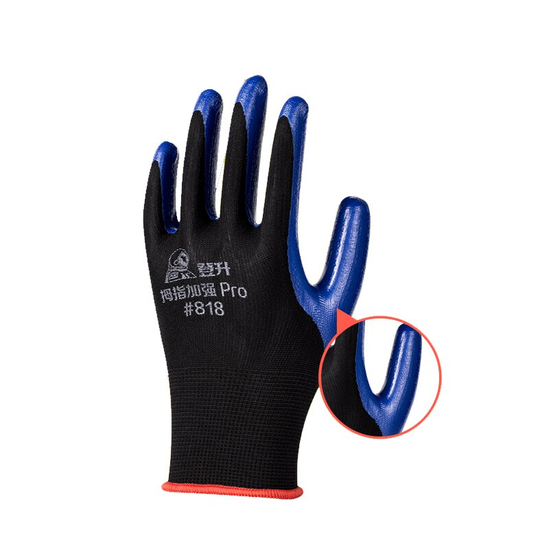 12 pairs Coating Work Gloves Palm Coated Gloves Mechanic Working Gloves: 12pair BlackBlue