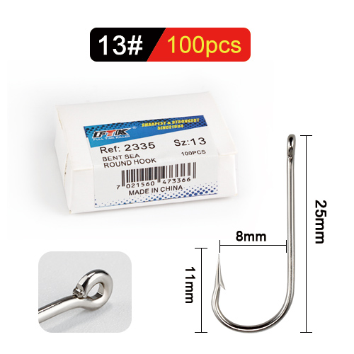 FTK 10#-20# 100Pcs/Box Bent Sea Round Hook 2335 Nickel Big Ringed Hooks From Norway For Jigging Carp Fishhook Fishing Tackle: Light Grey