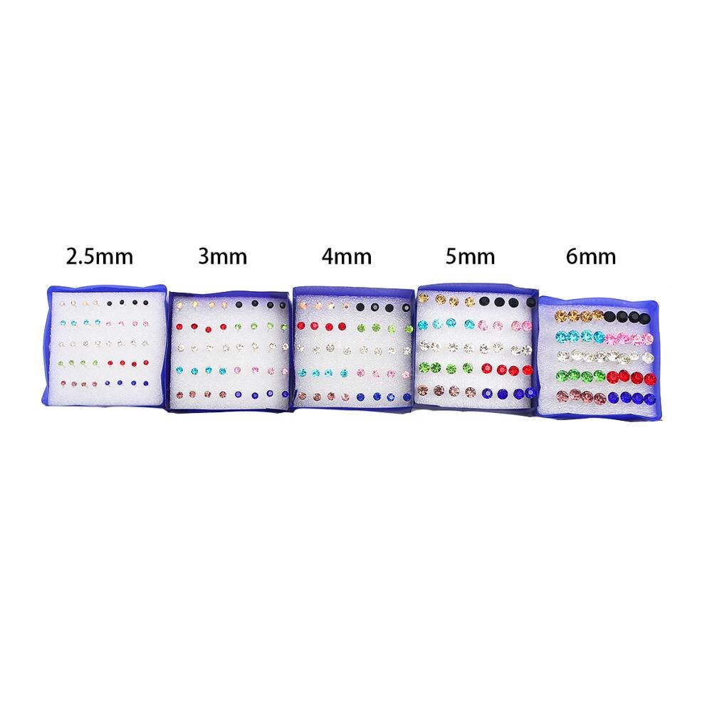 20 Paren/set White Crystal Stud Oorbellen Kleurrijke Mode Oorbel Voor Vrouwen Sieraden Strass Zilveren Kleur Piercing 2.5/3/4: Mix color / 4mm