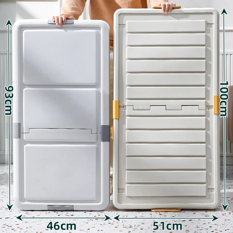 Multi-specification Foldable Plastic Storage Box with Wheels Under Bed - Large Capacity Bedroom Clothes and Toys Organizer