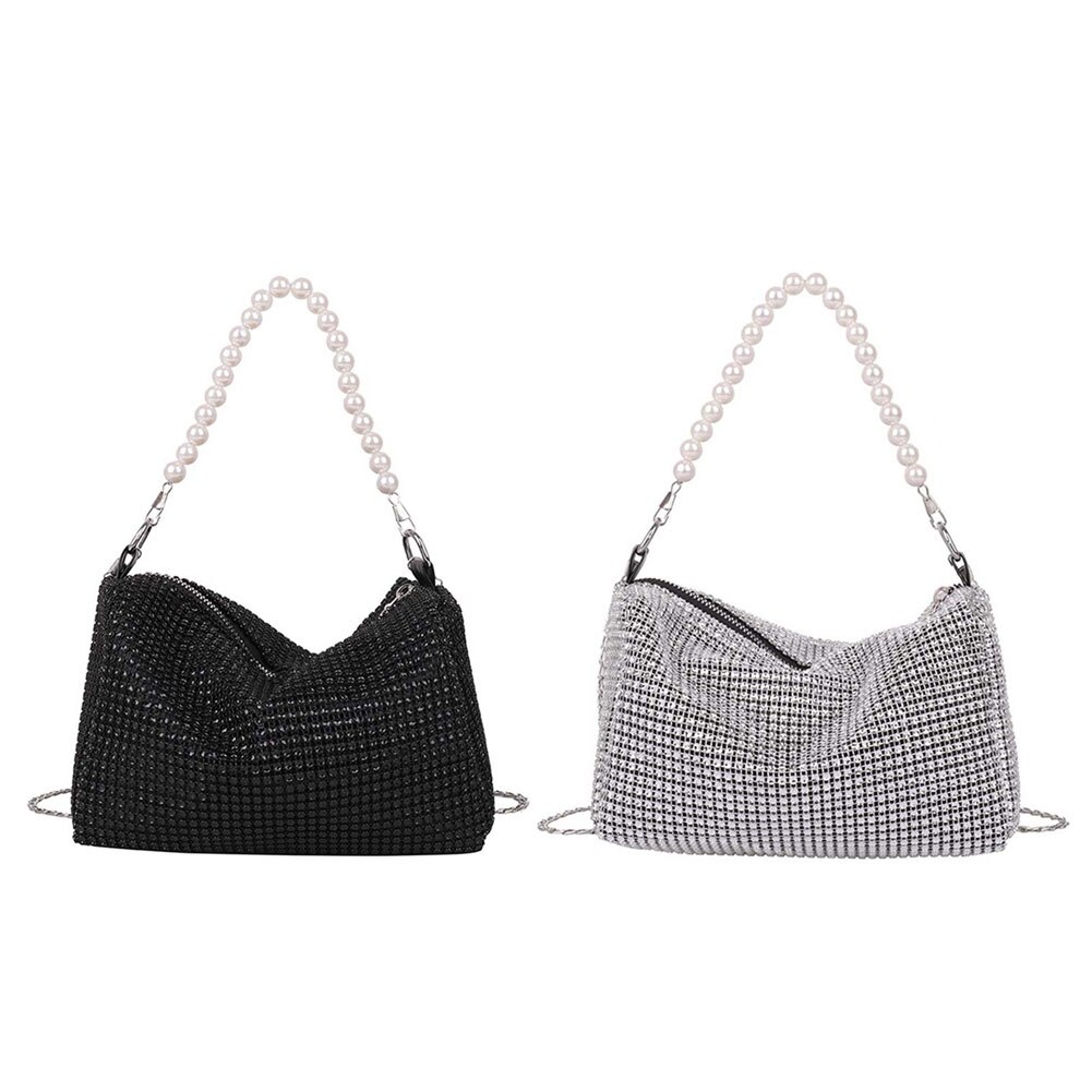 #39 messenger bag met strass steentjes, vierkante tas met ketting, handtas, schoudertas met strass steentjes