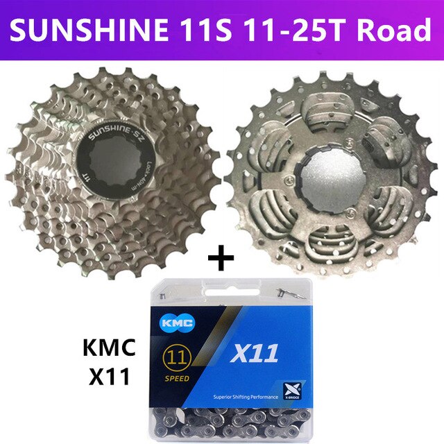 solskinn-sz mtb / landeveissykkel svinghjul 11/22/33 hastighet 11-25t/28t/32t/36t/40t/42t/46t/50t/52t kassett svinghjul og kmc  x11: Vei 25t og  x11