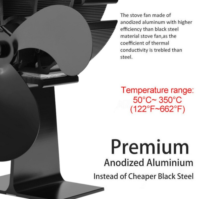 Wärme Versorgt Kamin Fan 4 Klingen Zauberstab Montiert Stille Umweltfreundliche Herde Fan Zirkulierende Warme Luft sparen Kraftstoff Effizient