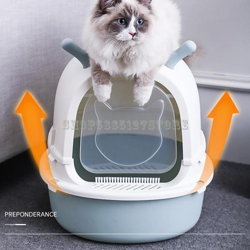 Cuenco para arena para gatos, cuenco para arena totalmente cerrado, antisalpicaduras, cuenco para ARENA, suministros para gatos, desodorante grande, súper gato