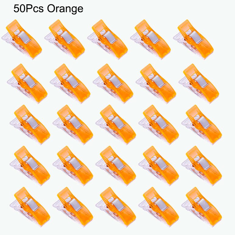 Clips de costura de plástico multiusos, pinzas para manualidades de tela, para acolchar, coser, encuadernar, tejer, 20/50 piezas: 50Pcs Orange