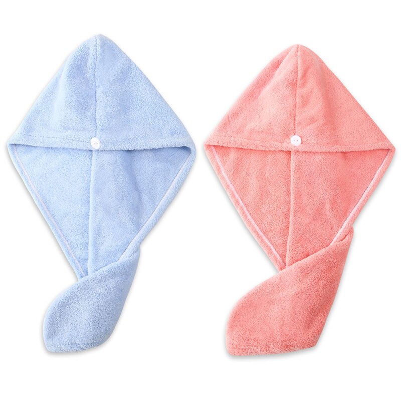 1/2pcs Microfibre Towel Cap After Shower Quick-drying hair Womens Girls Lady's Super Absorbent Towel Head Wrap Bathing Tools: blue pink