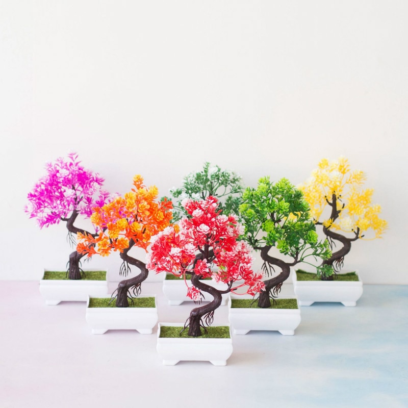 Simulatie bloemen kunstplanten bonsai simulatie plastic boom pot plant pot ornamenten voor thuis tafel tuin decoratie knutselen