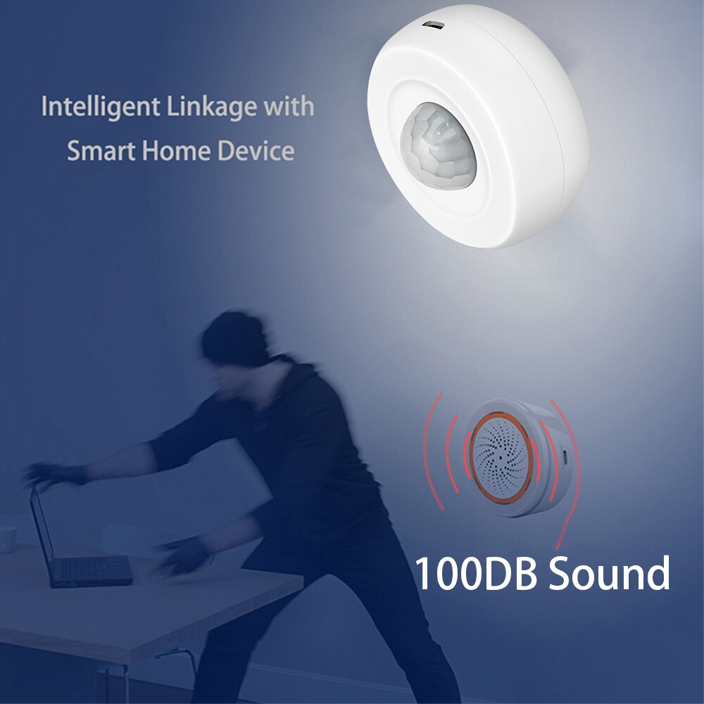 Tuya Smart APP Control WiFi USB Power Motion Sensor Detector Wireless Battery PIR Detector Movement Sensor Alexa APP Routine Set