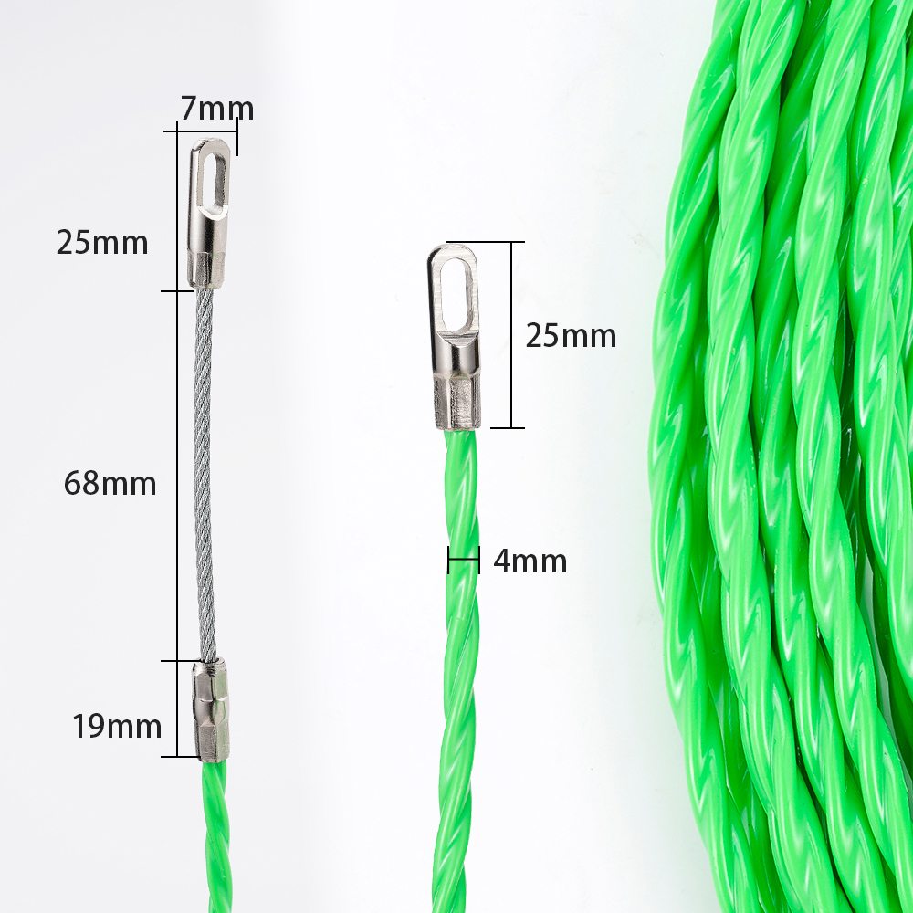 Extractor de Cable de 4mm, 5/10/15/20/25/30/40/50M, conducto de fibra de vidrio, cinta de pescar, Cable eléctrico, guía, dispositivo, herramienta de ayuda
