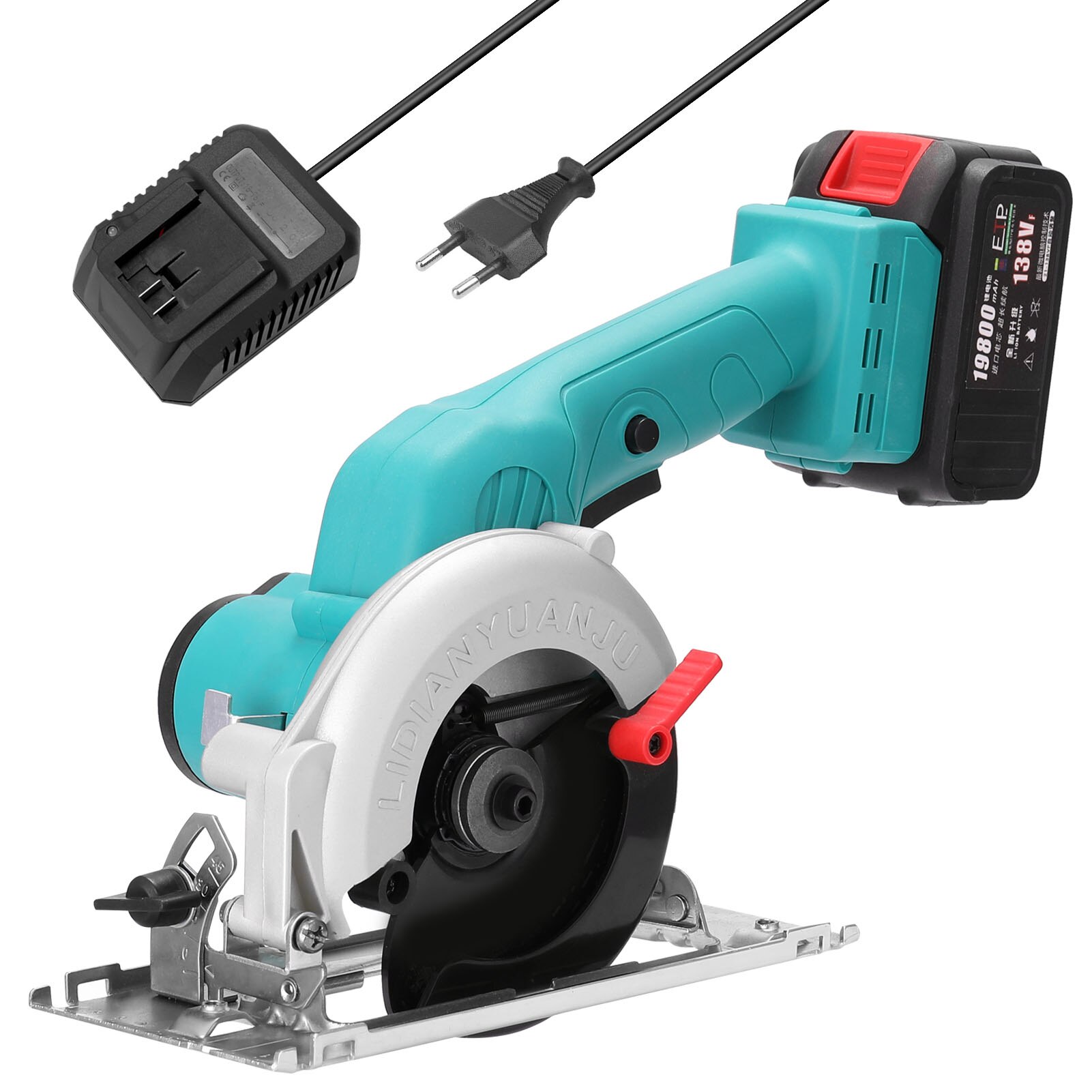 5inch 138VF Electric Circular Saw High Power Lithium Battery Woodworking Tool Wood Board Marble Cutting Machine: Blue / EU