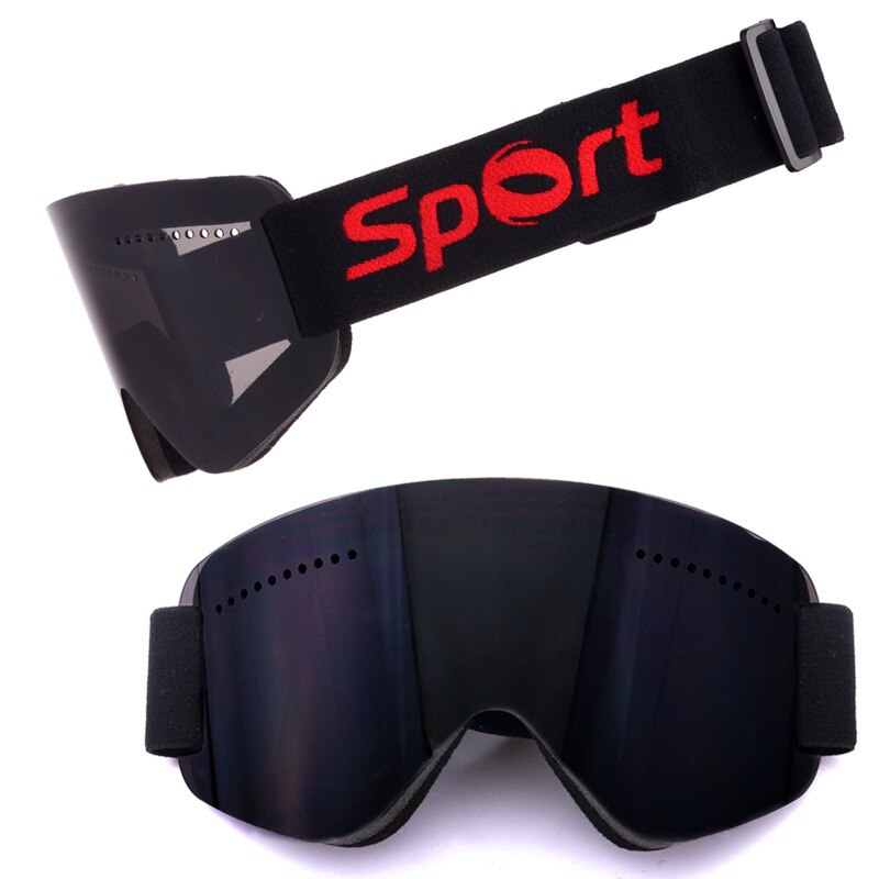 Unisex outdoor skibrillen, snowboardbrillen, anti-condens skibrillen, volledige revo-coating, uv-bescherming: Zwarte film