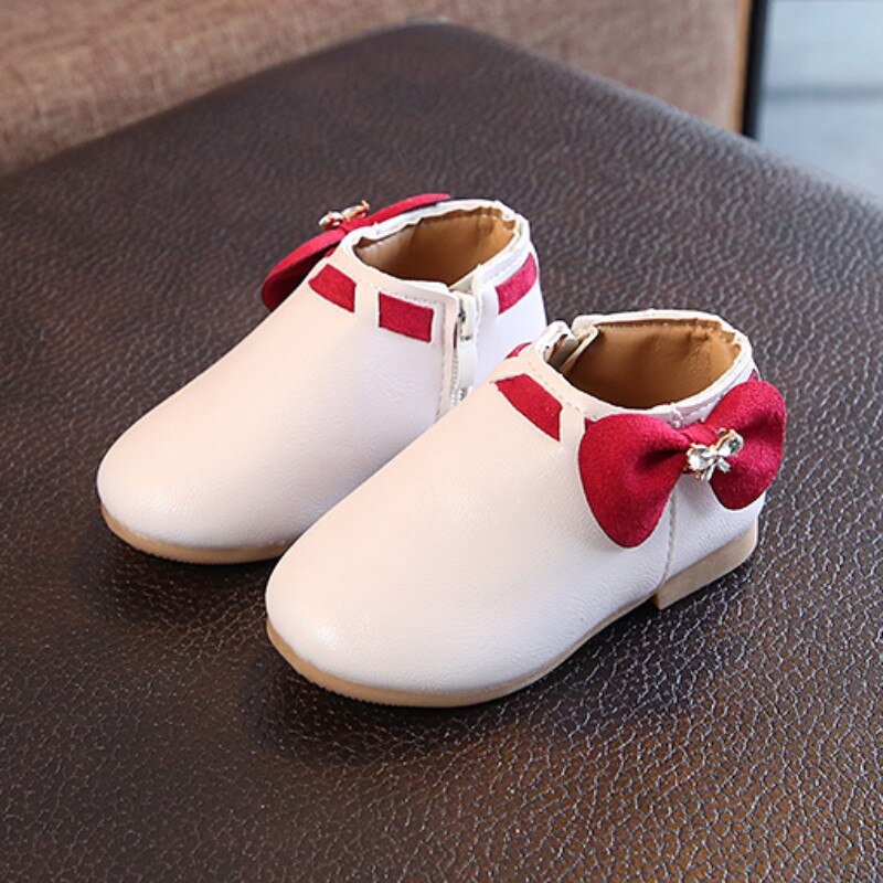 Bobora Children's Shoes Autumn And Winter Girls Boots Children's Cotton Shoes: White / 25