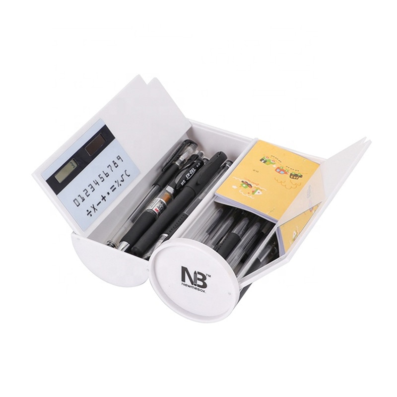 Kawaii Pencil Case Double Layer Pen Box With Mirror Calculator Whiteboard Pen Wiper For School Supplies Cosmetic case etui