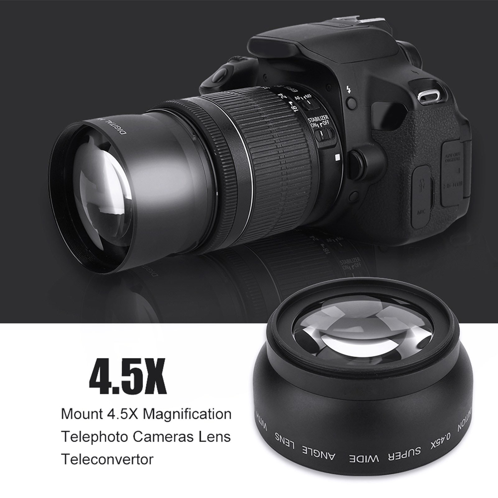 52mm 0.45X Wide Angle Universal Conversion Macro Lens for DSLRS and Digital Cameras