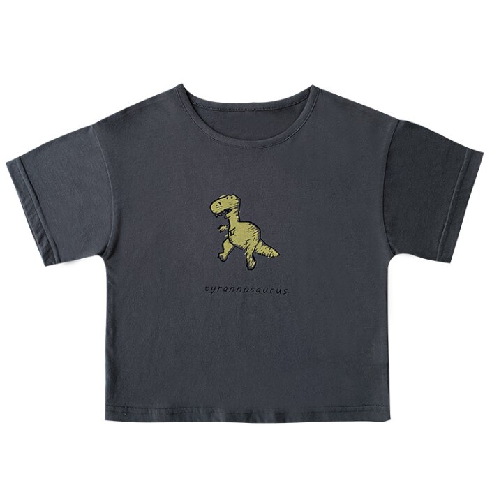 Dei ragazzi di proprietà carino dinosauro stampato morbido magliette dei bambini del cotone per Bambini graffiti Magliette 1-7Y: Grigio / 12M