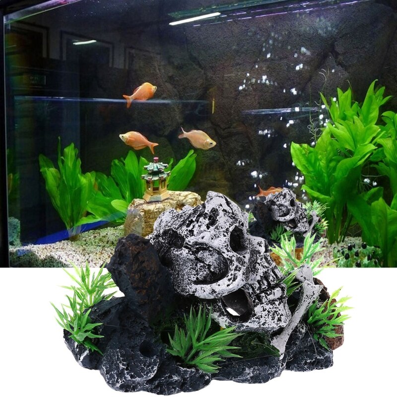 Schedel Skelet Aquarium Ornament Schuilplaatsen Aquarium Decoratie Decor G32A