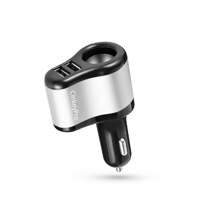 CinkeyPro Car Charger Cigarette Lighter 2-Ports USB Charger 2.1A Car-Charger Mobile Phone Universal For iPhone Samsung Charging: Black 1