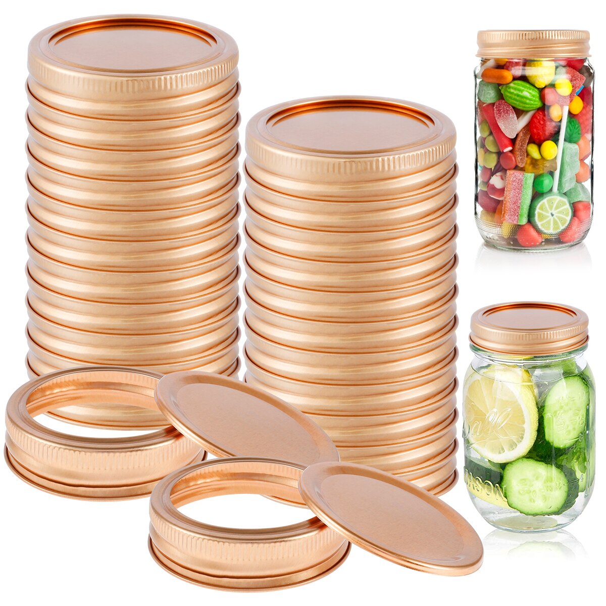 24 Set Mason Pot Deksels 70 Mm Inblikken Deksels En Bands Lekvrij Regelmatige Mond Split-Type Seals Deksels Voor inblikken Beitsen Fermenteren: Rose red