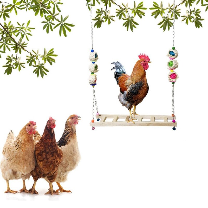 Kip Swing Houten Kip Speelgoed Opknoping, Kip Swing Houten Kip Speelgoed Voor Hens Vogel Papegaai Trainning