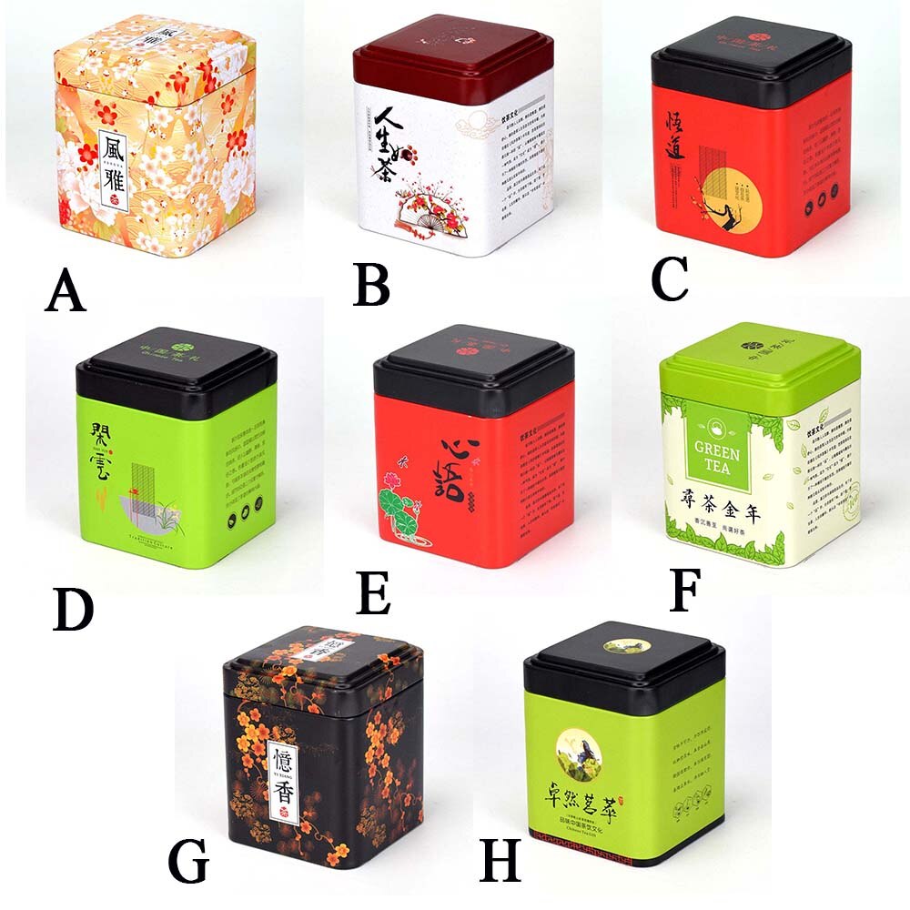 Mini blikken opbergdoos kleine koffie thee opbergpot vierkante verzegelde theebladeren ijzeren verpakkingsdoos chinese stijl container blikken