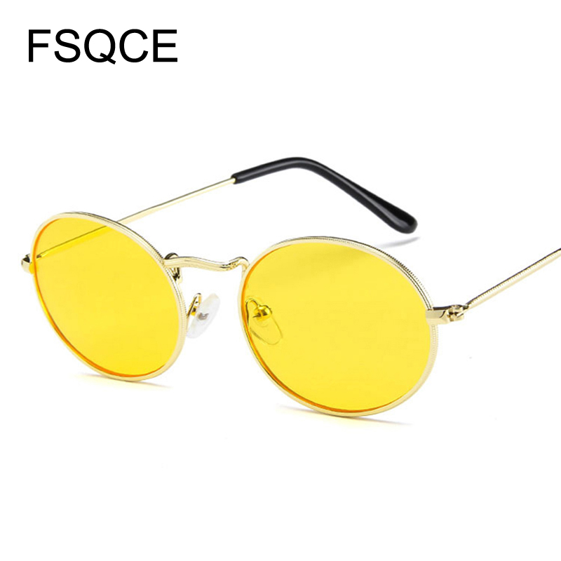 Zonnebril Mannen Retro Zonnebril Kleine Ovale Zonnebril Vrouwen Vintage Zonnebril Metalen Frame UV400 Gafas De Sol: C5Yellow
