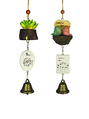 2 pçs bonito mini sino do carrilhão de vento casa quintal jardim decoração da porta de suspensão: Birds Plant