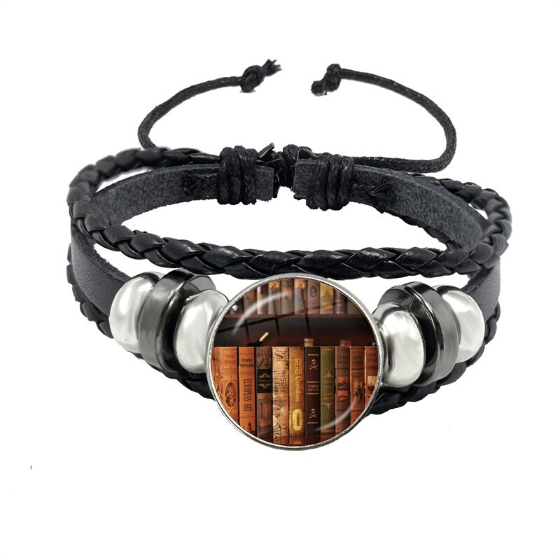 Pulsera de cuero para hombres y mujeres, brazalete de , accesorios de joyería, de escritor, Biblioteca de libros, profesor y estudiante: 15