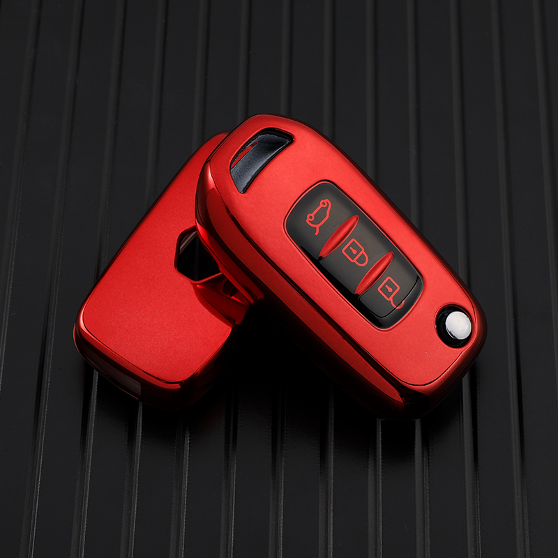 TPU Car Flip Key Case Cover Keychain Protector for Renault Kadjar Captur Megane Sandero Stepway Logan Clio 5 Arkana: Red