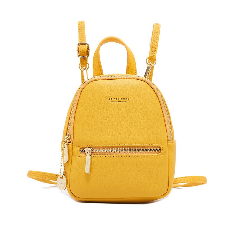 Forever Young Women Backpack Mini Soft Touch Leather Small Backpack Female Ladies Bagpack Satchel Shoulder Bag: Yellow