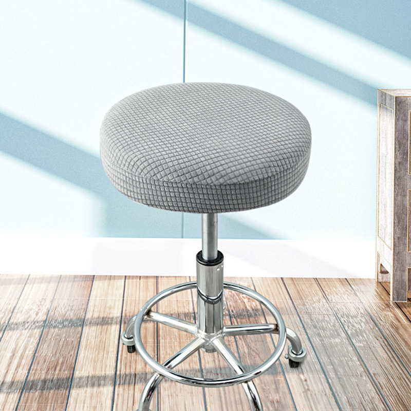 Seat Stoel Hoes Verdikte Ronde Stoel Cover Barkruk Cover Elastische Rekbaar Polyester Ronde Wasbare Kruk Case: Light Grey