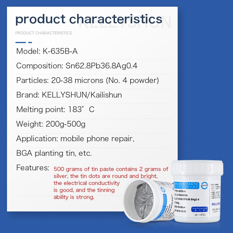 KELLYSHUN Low Temperature Plant Solder Paste Containing Silver Tin Mud Smt Patch Solder Paste Bga Mobile Phone Repair Welding