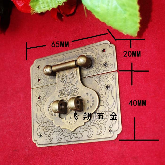 60-65mm 2 stks sieraden doos gesp lock antieke brons lades hasp houten doos koperen hangslot hardware fittingen klink